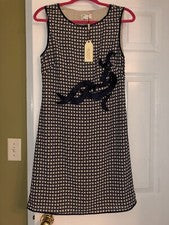 M.S.S.P. Vestido para mujer talla M, azul marino/marfil sin mangas con diseño único en la parte delantera
