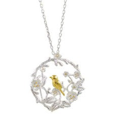 Collar Rey Pájaros Diseño Plata 925 Flores Mujer Collar Cadena