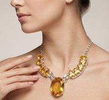Collar de joyería de plata de ley 925 con piedras preciosas de citrino amarillo tamaño-17-18"