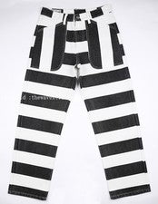 Pantalones de prisionero de lona de peso pesado clásicos estilo motociclista pantalones a rayas