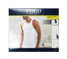 Polo Ralph Lauren Hombre Blanco Acanalado Absorbe la Humedad Calce Clásico Camiseta sin Mangas Paquete de 3