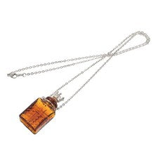 4pcs Vial Necklace - 3ml Glass Perfume Bottle with Crown Lid Pendant Necklace -