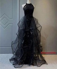 Vestido largo de fiesta para mujer empalme sin mangas de noche falda larga de moda elegante