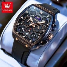 OLEVS Reloj de Cuarzo Hombre Impermeable Luminoso Reloj de Pulsera para Hombre Correa de Silicona