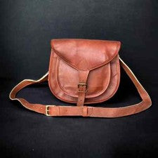 Bolso De Mujer Vintage De Cuero Marrón Mensajero Cruzado Hecho A Mano 18"