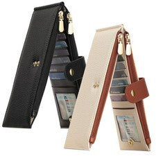 Negro/Blanco Moda Multi-bolsillo Cuero Cartera Tarjeta Bolsillo Bolso de Mano para Mujer
