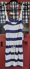 Vestido Tribal Jeans Para Mujer Azul Blanco Cordón Cintura Sin Mangas Talla M Nuevo con Etiquetas