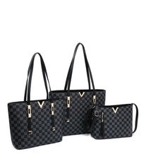 Bolso de hombro para mujer informal con aspecto de cuero gráfico. Juego de 3 tallas S, M, L