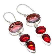 Granate de Mozambique, Turmalina Piedras Preciosas 925 Pendientes de Joyería ...