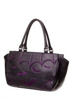 Bolso de murciélagos púrpura bordado punk rockabilly gótico ropa prohibida para mujer
