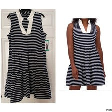 Vestido para mujer Nautica Jeans en capas, azul marino talla XL