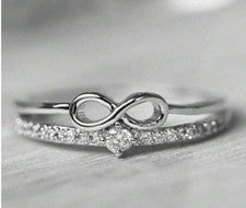 Plata Nuevo Anillo Minimalista Apilable Delicado Detalle Arco Infinito Talla 58