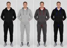 Conjunto de chándal de vellón de 2 piezas para hombre con cremallera sudadera con capucha joggers gimnasio invierno conj