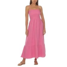 Maxi vestido encubierto de algodón para mujer Raviya, rosa, grande