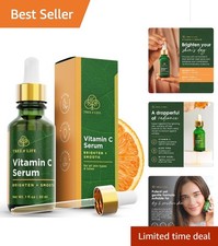 Suero de vitamina C para piel radiante - Aceite facial antienvejecimiento con ácido hialurónico, 1 fl oz