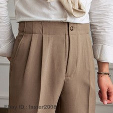 Pantalones informales de negocios estilo italiano Gurkha ajustados rectos de vestir para hombre