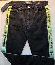 HOMME + FEMME DENIM Hombre Negro con Logo Lateral Azul Bebé y Amarillo Talla 34