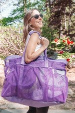 Bolso de Malla Extra Grande con Cremallera Bolsillos Piscina Playa Natación Gimnasio