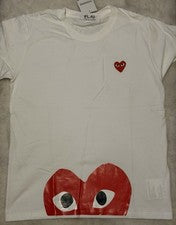 Camiseta Comme Des Garcons PLAY Corazón Gráfico Logo Blanca Para Hombre Manga Corta M
