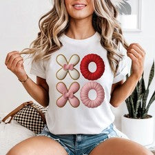XOXO Lazo Mujer Camiseta Linda Cuerda Artesanal Moda Amante Elegante Regalo de Cumpleaños
