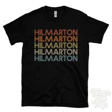 CAMISETA ESTILO RETRO REPETIDO HILMARTON para hombre y mujer Reino Unido top name regalo