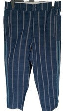 Adidas Para Hombre Azul Marino Rayas Cuadros Pierna Ancha Moda Pantalones Pantalones Talla Grande Nuevo