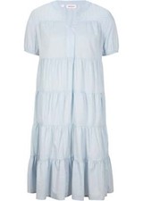 Nuevo vestido aireado con bandas talla 42 azul polvo mujer vestido algodón