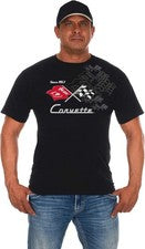 JH Design Chevy Corvette Camisetas Collage Negro Manga Corta Cuello Redondo Camisa