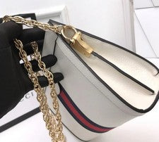 Bolso Bandolera Mujer Cadena Blanca Estilo Web Rayas Elegante Cartera