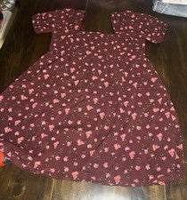 Vestido para mujer entallado y acampanado, granate con diseño floral, nuevo sin etiquetas, talla XL