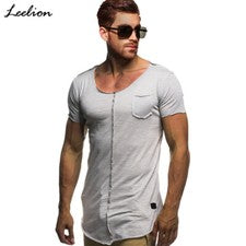 Camiseta Larga De Verano Para Hombre Camisa De Manga Corta Moda Elegante Informal