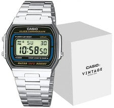 NUEVO Reloj Pulsera Oficial Casio Digital Acero Inoxidable Unisex Vintage A164WA-1VES