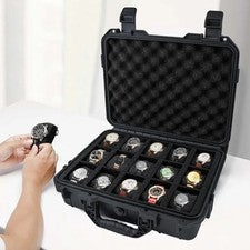 15 CAJA RELOJ ESTUCHE RÍGIDO VIAJE ALMACENAMIENTO PROTECCIÓN IMPERMEABLE A PRUEBA DE GOLPES PRESIÓN