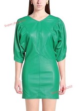 Mini Vestido de Cuero Verde para Mujer Fiesta Formal Elegante Conjunto Traje Ajuste Abrigo