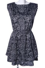Vestido blusa H&M elegante vintage estampado abstracto negro gris talla 36
