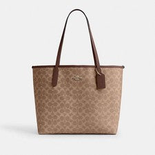 Bolso de mano Coach para mujer con monograma City marrón tostado