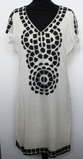 VESTIDO SEÑORA CASI FAMOSO LONDRES CRUDO NEGRO MOTIVO TALLA 10/36 38 NUEVO