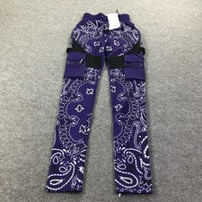 Pantalones cargo Guapi para hombre 28 púrpura estampado bandana edición limitada ropa de calle RARO
