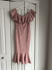 Moda Vestido de Gamuza Nova Aliana Rosa Talla M Hombro Descubierto Nuevo con Etiquetas Mujer’s Fiesta
