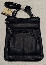 Bolso Cartera de Cuero Genuino Negro Sobre el Hombro/Crossbody