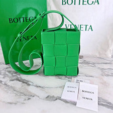 Bolso de Hombro BOTTEGA VENETA 729298 Intrecciato Cuero Verde Cassette