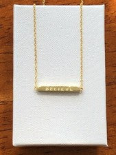 Collar Barra Amor Creer Plata de Ley 925 Bendita Fe Amor 19mm/0.75" Oro