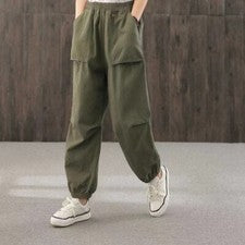 Pantalones informales plisados sueltos cómodos sencillos lisos a juego de moda para hombre