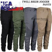 Pantalones de chándal de motociclista de sarga hip hop para hombre calce ajustado elástico cordón cintura elástica