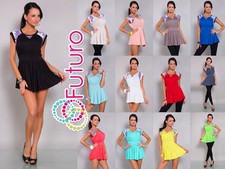 Impresionante Mini Vestido para Mujer Cuello Cuchara Mangas Gorra Prenda para el torso Túnica Talla 8-12 8119
