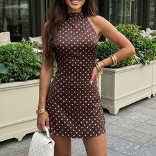 Vestido punteado moda vestido de verano elasticidad moderada estilo vacaciones