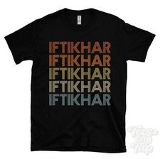 CAMISETA ESTILO RETRO REPETIDA IFTIKHAR para hombre y mujer novedad genial nombre regalo