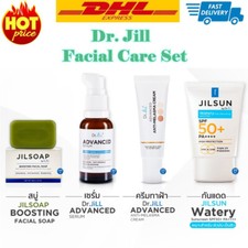 Juego de 4 piezas de suero de cuidado facial Dr.Jill crema iluminadora jabón protección solar DHL