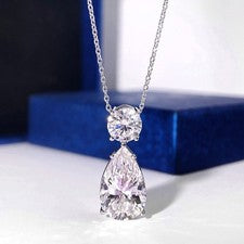 Collar colgante de gota de agua de moissanita corte pera de 8 quilates cadena de plata de ley 925
