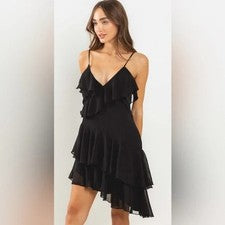 Vestido para mujer Better Be negro con volantes capas asimétricas nuevo con etiquetas